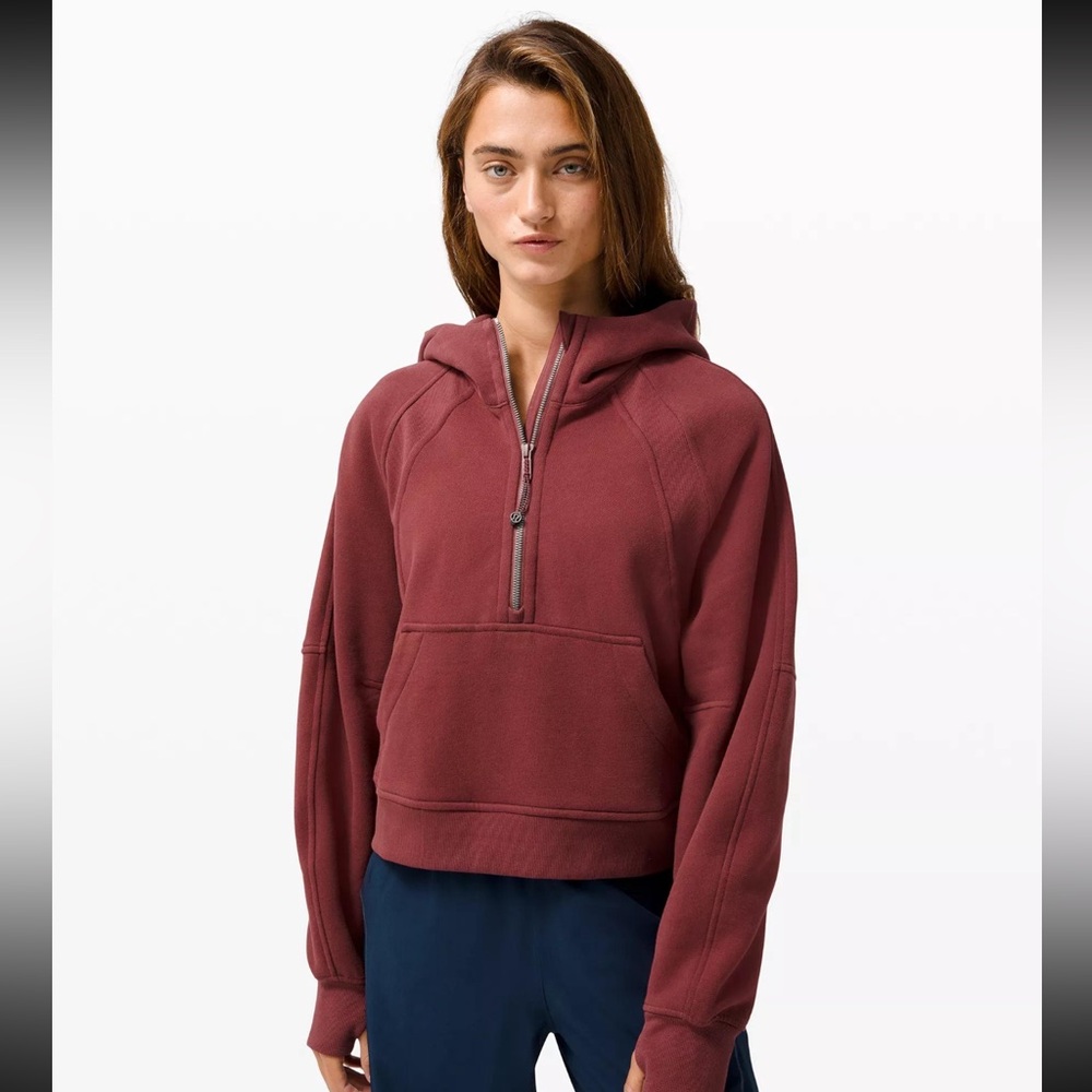 WORN ONCE! Lululemon Scuba Oversized Half Zip Hoodie Red Merlot M/L